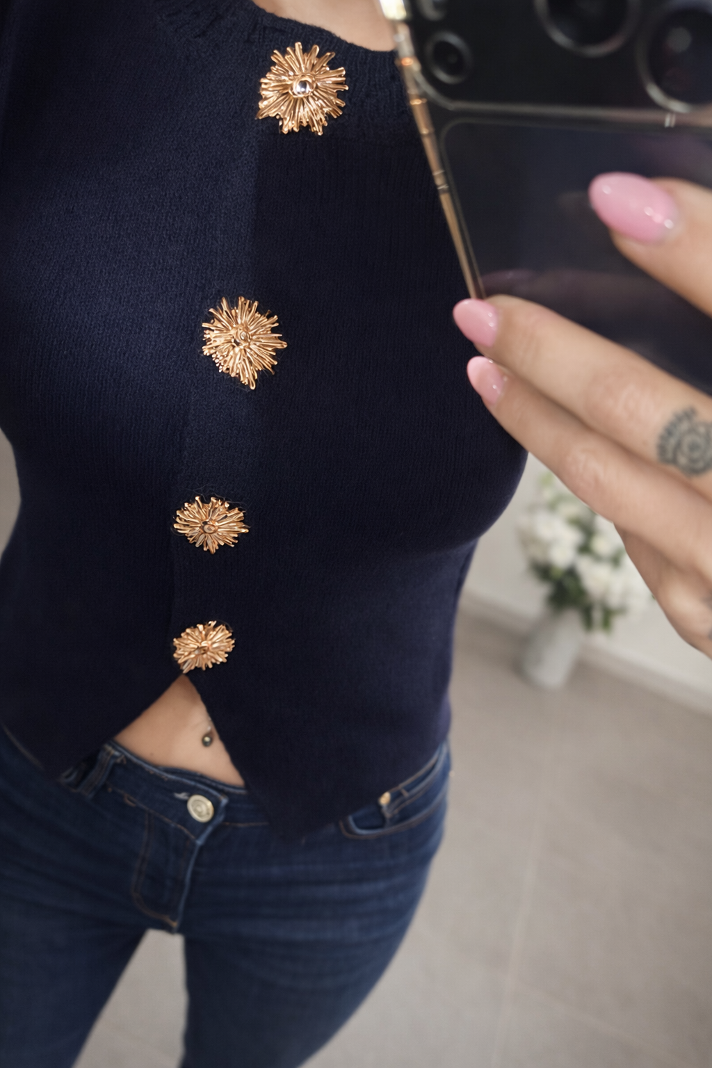 ✨ Top Pascaline bleu marine — élégance douce & style intemporel 🤍