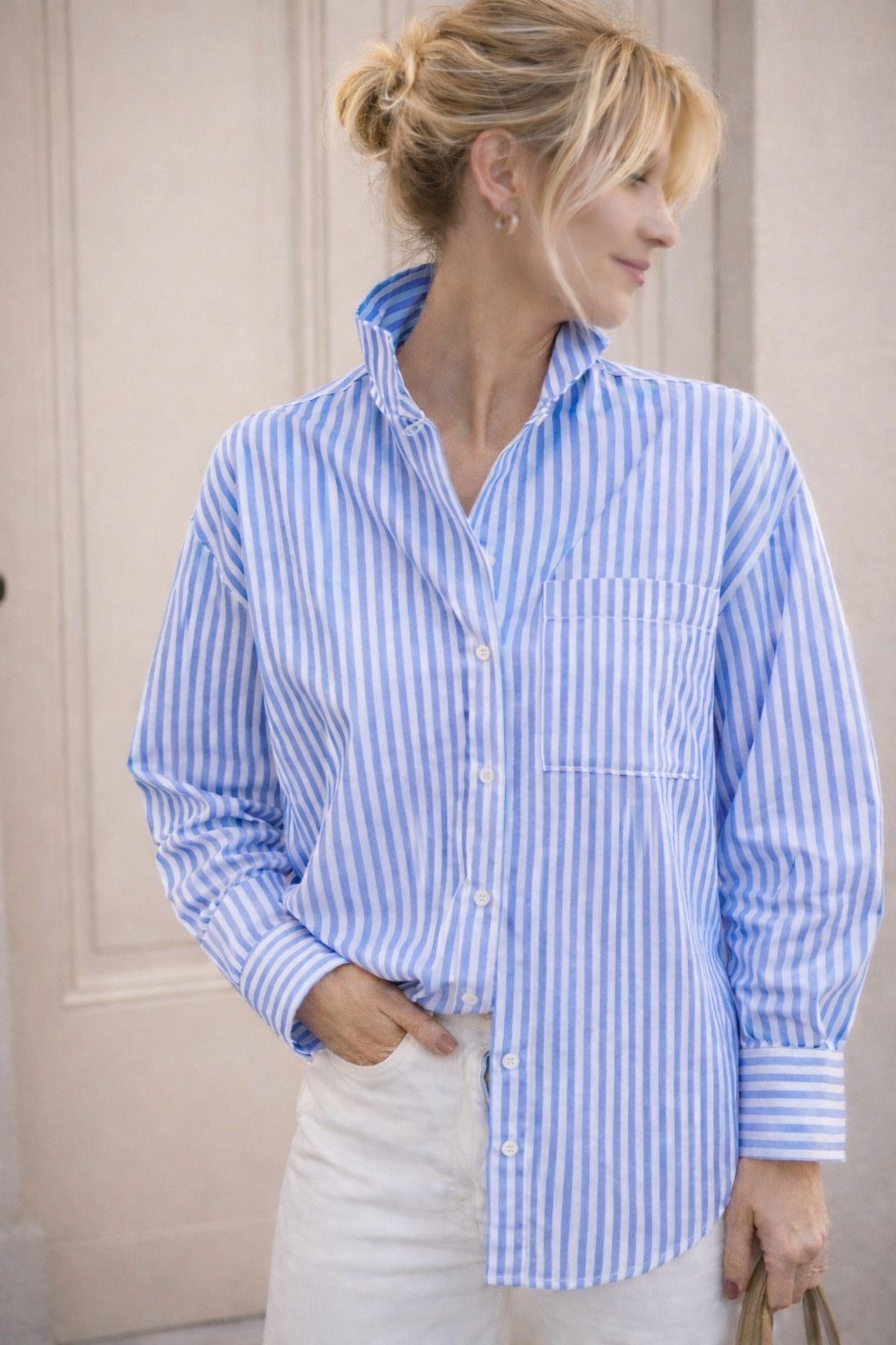 Chemise Claudie bleue col victorien