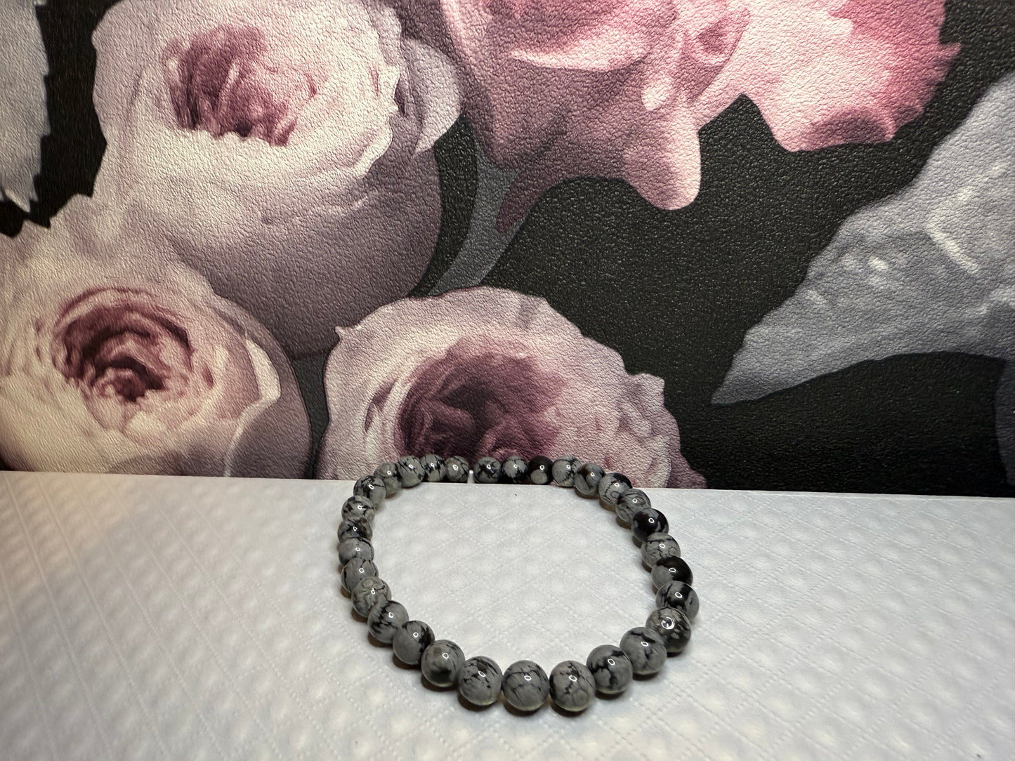 Bracelet obsidienne flocon de neige