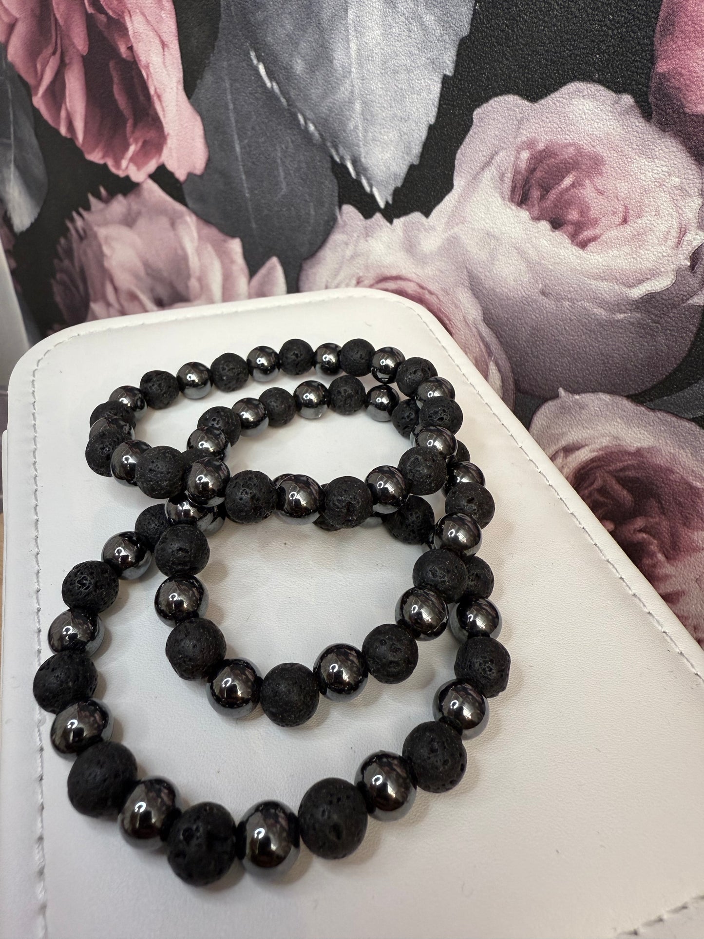 Bracelet pierre de lave et hématite