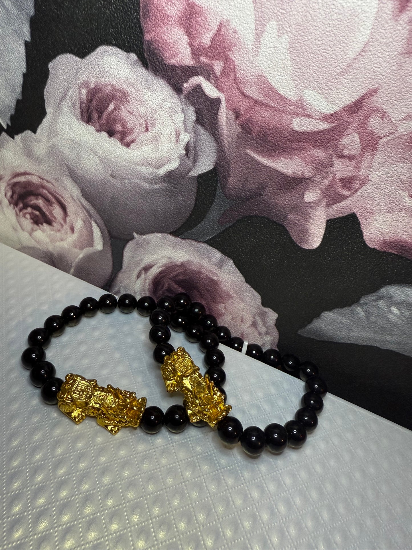 Bracelet obsidienne noire et Pi Xiu