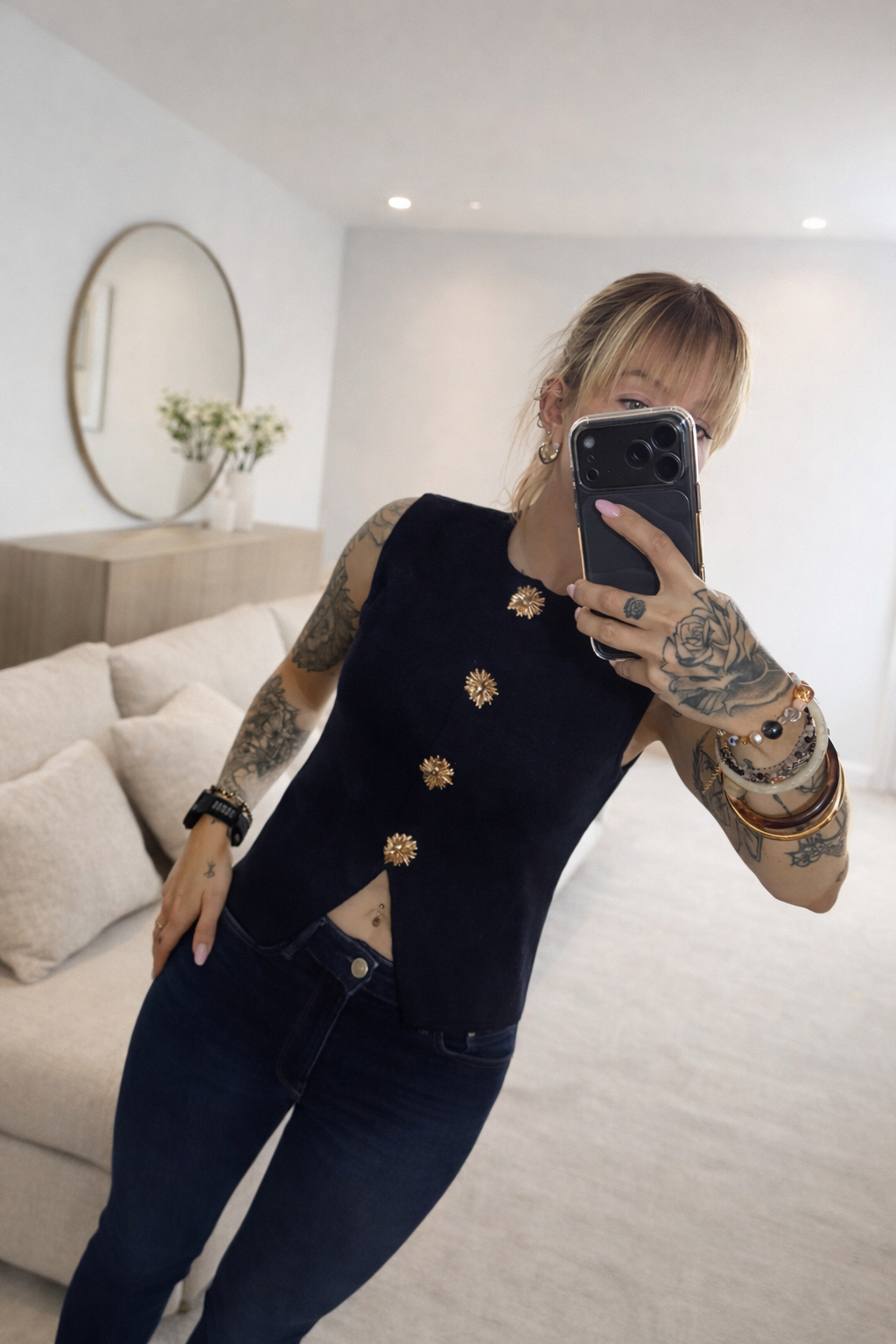 ✨ Top Pascaline bleu marine — élégance douce & style intemporel 🤍