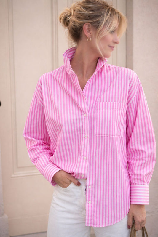 Chemise Claudie rose col victorien