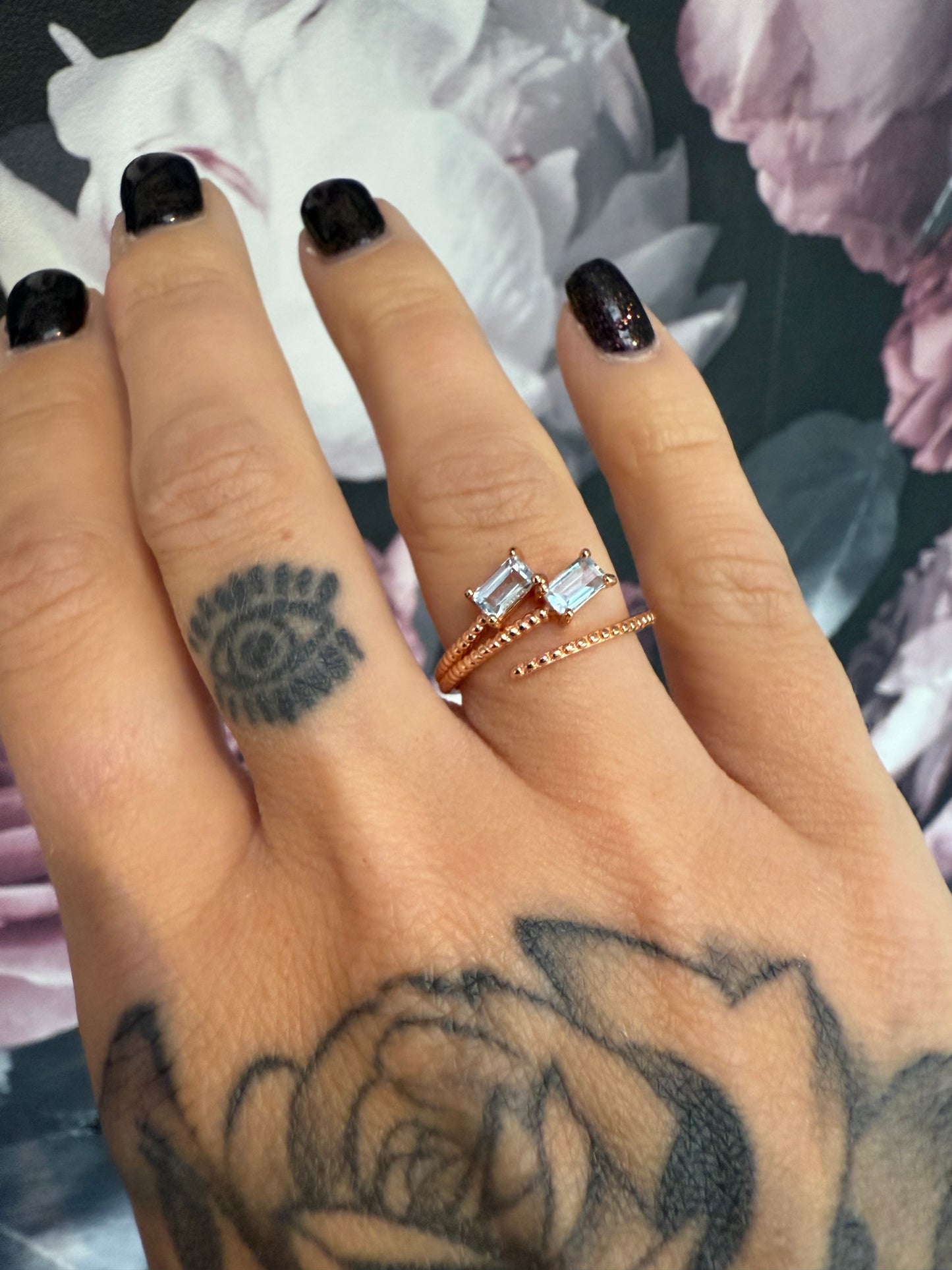 Bague topaze rose gold réglable