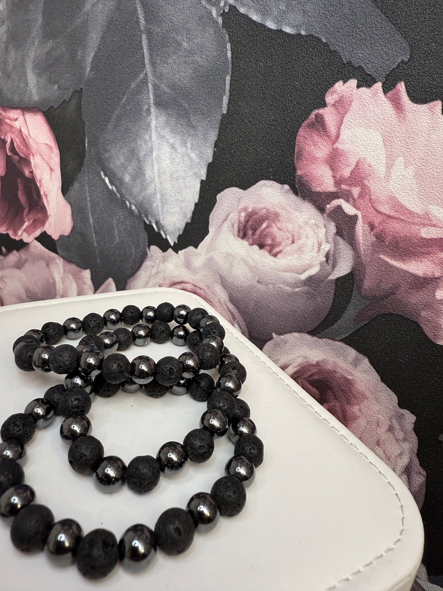 Bracelet pierre de lave et hématite